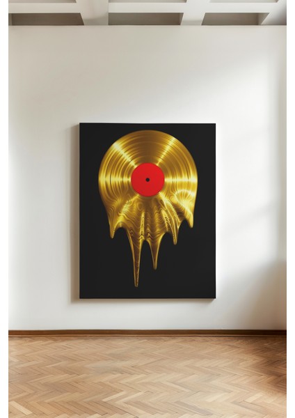 Eriyen Altın Plak - Kanvas Tablo - Sürrealizm Pop Art Müzik Temalı Duvar Dekoru
