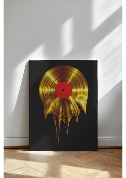 Eriyen Altın Plak - Kanvas Tablo - Sürrealizm Pop Art Müzik Temalı Duvar Dekoru fiyatları