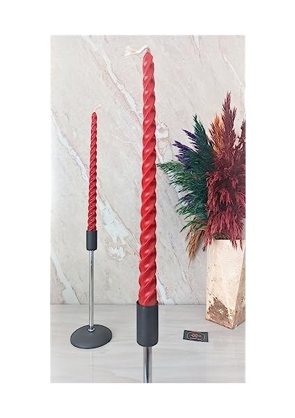(2 Adet 27.5cm) Mum Konik Şamdan Mumu Petek Mum Dekoratif Kırılmaz Damlamaz Mum Beeswax Candle (Kırmızı) modelleri