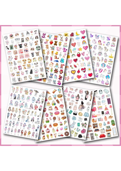 Seti 500 Adet - Kız Çocuklara Özel Konsept - Defter Planlayıcı Günlük Takvim Ajanda Için Etiketler - Öğrencilere ve Yetişkinlere Kendinden Yapışkanlı Çıkartmalar (8 Sayfa)