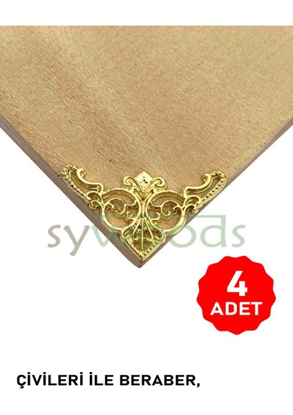 Köşe süsleme figür 4 adet sarı süs kutu sandık kapak köşelik hobi maket diorama tasarım