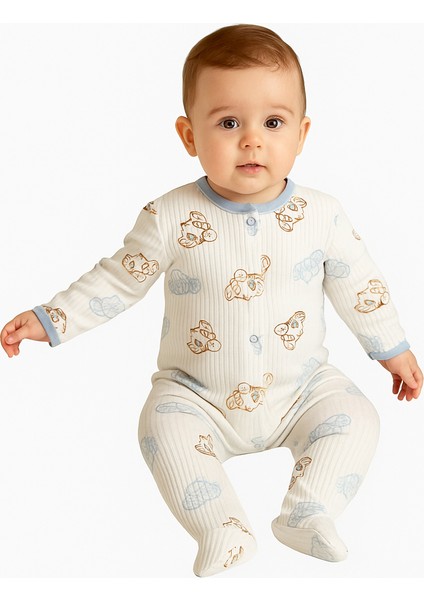 Aslan Desenli 3’lü Patikli Bebek Tulum Seti fırsatları