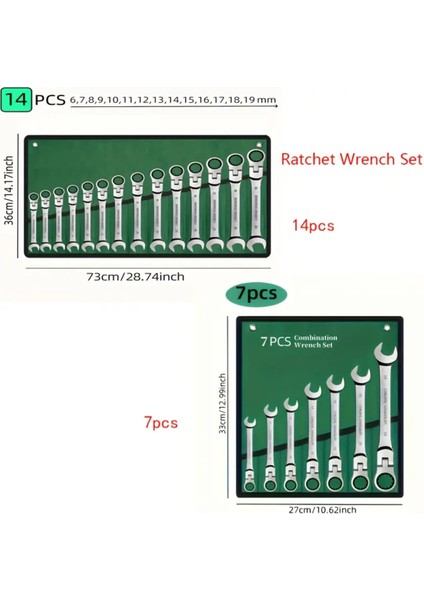 Ithal Çantalı Profesyonel Mafsallı Cırcırlı Anahtar 14 Parça Oynar Başlı Takım Chrome Vanadium Çelik fırsatları