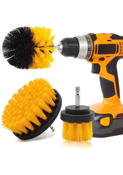 Matkap Fırça Başlığı, 3 Adet Matkap Fırça Başlığı Seti, Akülü Tornavida Için Fırça,,, Zemin Kaplaması, Mermer, Seramik Temizliği Için Matkap Fırça Seti