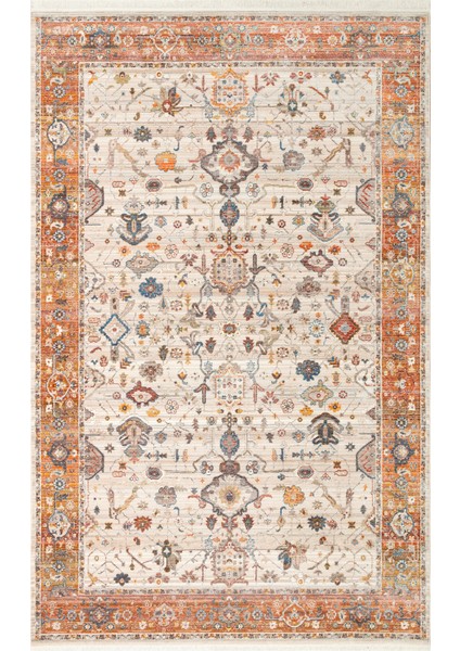 Caretta 01 Cream Terra Yumuşak Doku Vintage Eskitme Desenli Sıcak Renk Tonlarına Sahip Salon Halısı