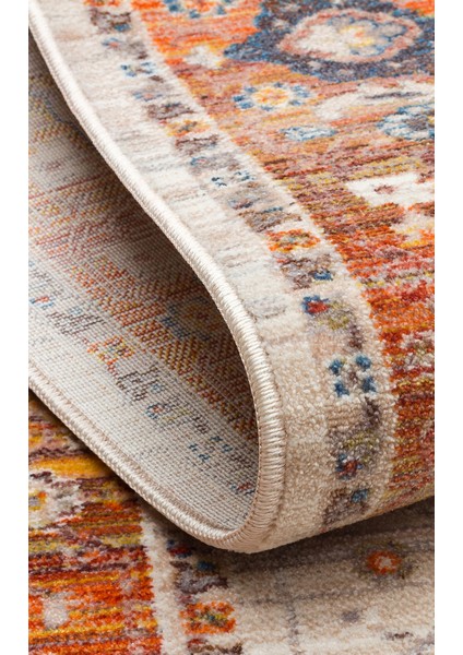 Caretta 01 Cream Terra Yumuşak Doku Vintage Eskitme Desenli Sıcak Renk Tonlarına Sahip Salon Halısı
