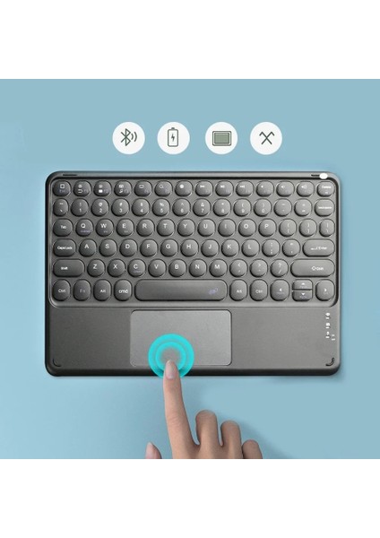 Bluetooth Touchpad’li Klavye Şarj Edilebilir Kablosuz Tablet Telefon Pc Uyumlu 5.2 Wireless Sessiz Tuş fırsatları