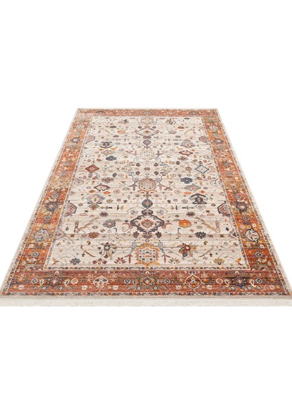 Caretta 01 Cream Terra Yumuşak Doku Vintage Eskitme Desenli Sıcak Renk Tonlarına Sahip Salon Halısı