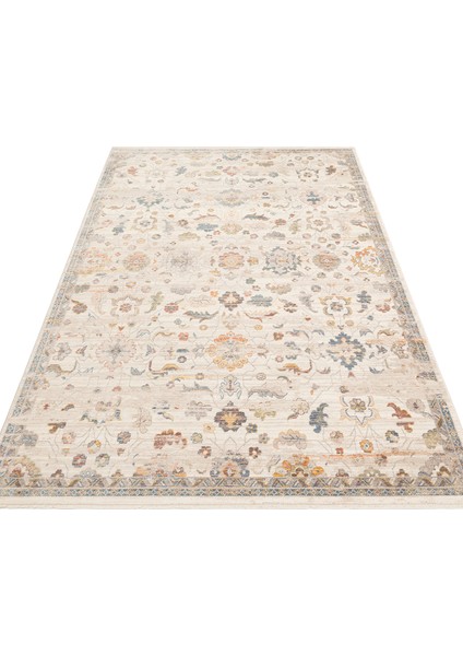 Caretta 16 Cream Multy Yumuşak Doku Vintage Eskitme Desenli Sıcak Renk Tonlarına Sahip Salon Halısı