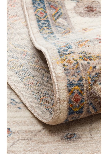 Caretta 16 Cream Multy Yumuşak Doku Vintage Eskitme Desenli Sıcak Renk Tonlarına Sahip Salon Halısı