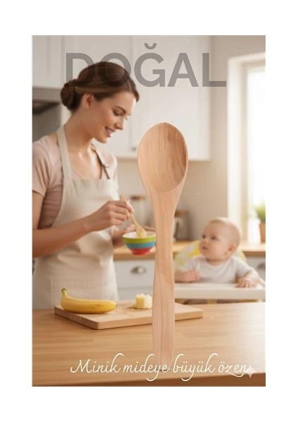 Bfs Doğal Gürgen Bebek Mama ve Hazırlık Kaşığı – 13 Cm, Mini Boy, Şık ve Pratik