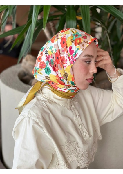 Çiçek Harmanı Twill Eşarp modakaşmir