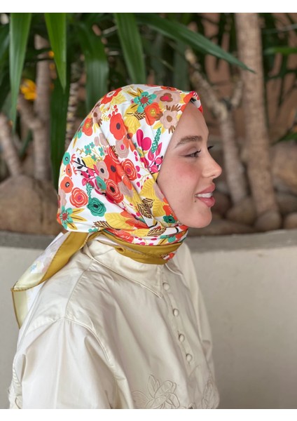 Çiçek Harmanı Twill Eşarp modakaşmir modelleri