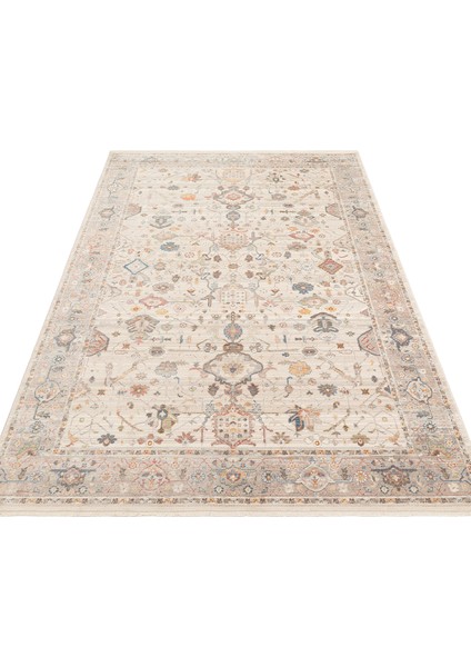 Caretta 01 Cream Grey Yumuşak Doku Vintage Eskitme Desenli Sıcak Renk Tonlarına Sahip Salon Halısı