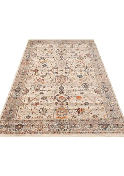 Caretta 01 Cream Grey Yumuşak Doku Vintage Eskitme Desenli Sıcak Renk Tonlarına Sahip Salon Halısı