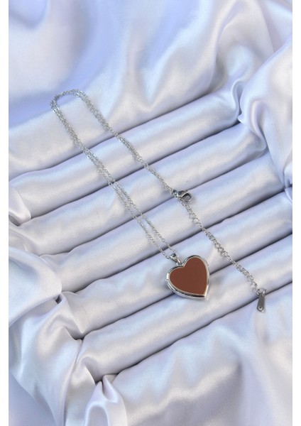 316L Çelik Zincir Gümüş Renk Mineli İçi Açılan Kalp Kolye - TJ-BKO9098 fiyatları