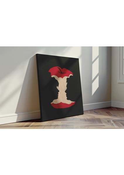 Paylaşılan Isırık - Kanvas Tablo - Kavramsal Silüet Siyah Kırmızı Modern Duvar Dekoru fırsatları