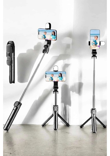 Bfs Tripod Kablosuz Bluetooth Bağlantılı Selfie Çubuğu 360 Derece Dönebilen fiyatları