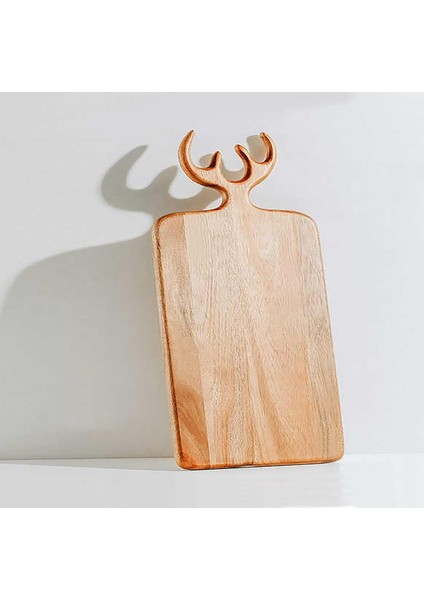 Ahşap Kesme Tahtası, Dekoratif Mutfak Sunum Tahtası (Geyik Dikdörtgen)