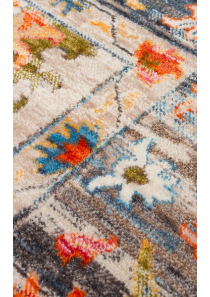 Caretta 19 Beıge Multy Yumuşak Doku Vintage Eskitme Desenli Sıcak Renk Tonlarına Sahip Salon Halısı indirimleri