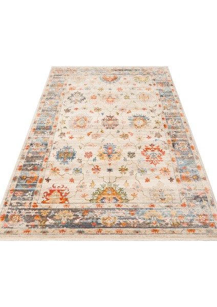 Caretta 19 Beıge Multy Yumuşak Doku Vintage Eskitme Desenli Sıcak Renk Tonlarına Sahip Salon Halısı
