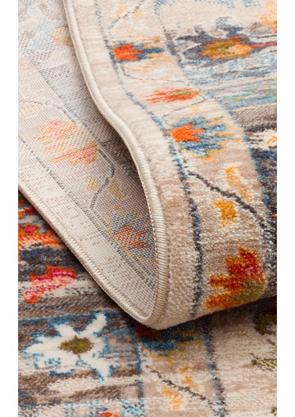 Caretta 19 Beıge Multy Yumuşak Doku Vintage Eskitme Desenli Sıcak Renk Tonlarına Sahip Salon Halısı