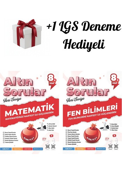Nartest 8.sınıf (Lgs) Matematik,fen Altın Sorular Ileri Seviye Soru Bankası + 1 Lgs Deneme Hediyeli