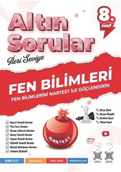 Nartest 8.sınıf (Lgs) Matematik,fen Altın Sorular Ileri Seviye Soru Bankası + 1 Lgs Deneme Hediyeli modelleri