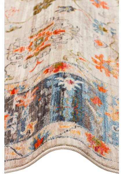 Caretta 19 Beıge Multy Yumuşak Doku Vintage Eskitme Desenli Sıcak Renk Tonlarına Sahip Salon Halısı modelleri
