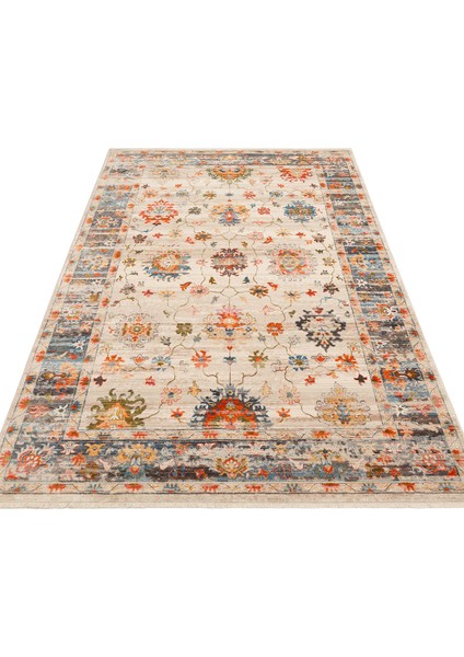 Caretta 19 Beıge Multy Yumuşak Doku Vintage Eskitme Desenli Sıcak Renk Tonlarına Sahip Salon Halısı