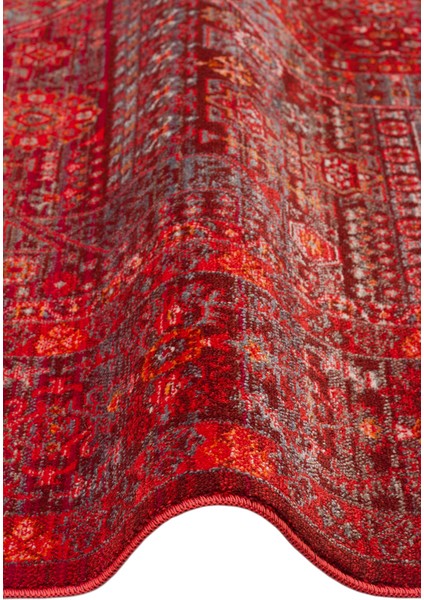 Caretta 21 Red Yumuşak Doku Vintage Eskitme Desenli Sıcak Renk Tonlarına Sahip Salon Halısı modelleri