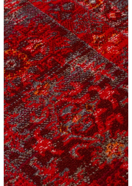 Caretta 21 Red Yumuşak Doku Vintage Eskitme Desenli Sıcak Renk Tonlarına Sahip Salon Halısı indirimleri