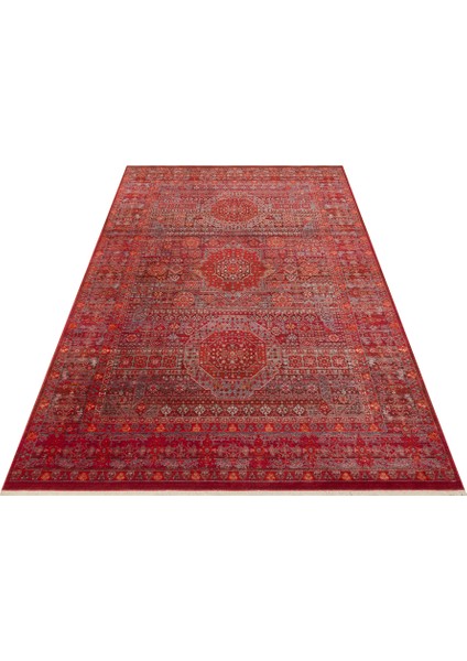 Caretta 21 Red Yumuşak Doku Vintage Eskitme Desenli Sıcak Renk Tonlarına Sahip Salon Halısı