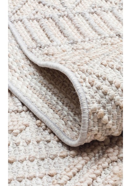 Cunda 02 Grey Beıge Yumuşak Dokulu Hav Toz Vermeyen Bukle Dokuma Salon, Mutfak, Koridor Halısı