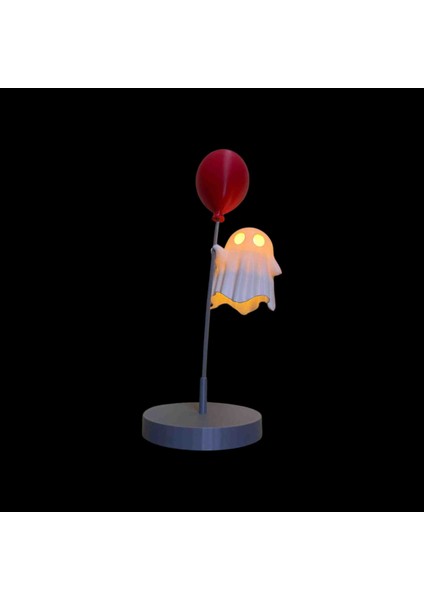 5’li LED Işıklı Hayalet ve Kazan Dekor Seti – 3D Baskı Masa Üstü Süs, Gece Lambası modelleri