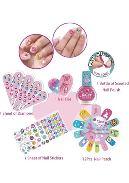 100 Parça Tırnak Süsleme Seti Tokidas Nail Art Çocuk Oje Çıkartma Sticker 5 Yaşüzeri Kızlara Özel Ek modelleri
