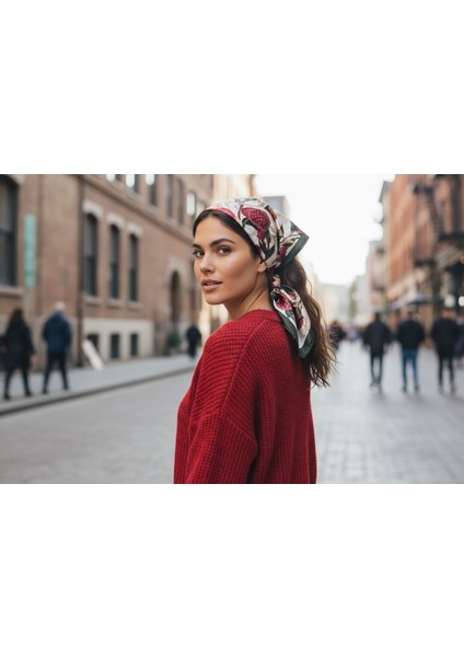 Nar Desenli Renkli Fular 50 x 50 modelleri