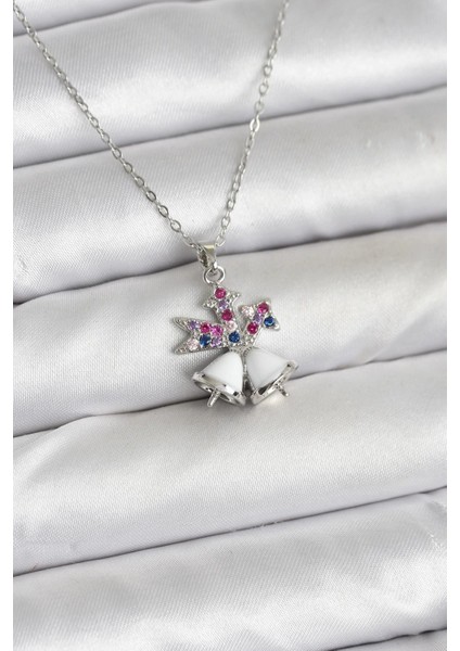 Bfs 316L Çelik Zincir Gümüş Renk Chirtsmas Bell Model Yılbaşı Temalı Kadın Kolye