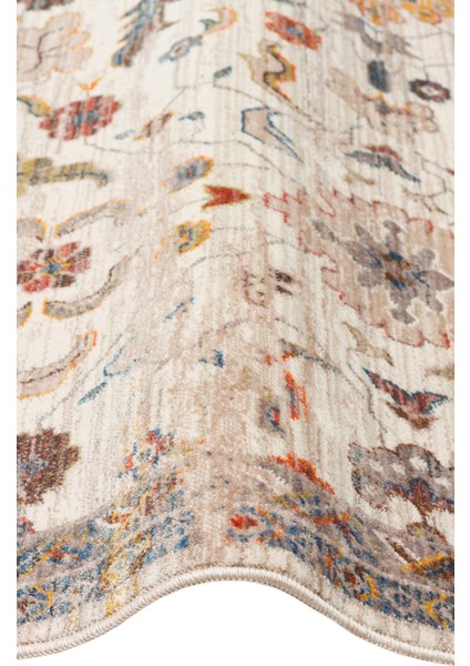 Caretta 16 Cream Multy Yumuşak Doku Vintage Eskitme Desenli Sıcak Renk Tonlarına Sahip Salon Halısı modelleri