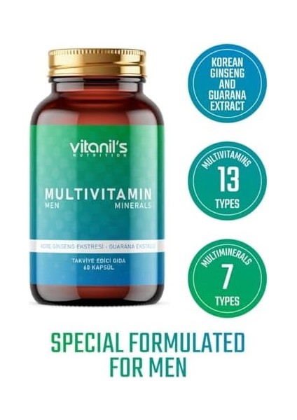 Vitanil's Nutrition Erkek Multivitamin Mineral Kompleks (60)