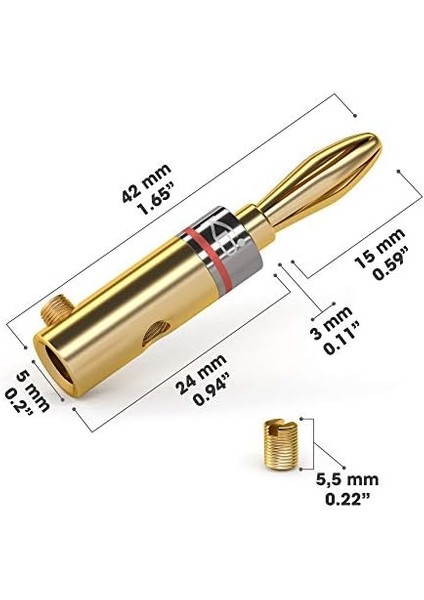 – Muz Fiş-5 Çift (6 Mm²'ye Kadar Hoparlör Kablosu Için Muz Fiş Bağlantısı, Hifi Kutusu, Amplifikatör/güç Amplifikatörü, Alıcı/stereo Sistem Esnek Bağlantısı, Vidalanabilir, Altın Kaplama) modelleri