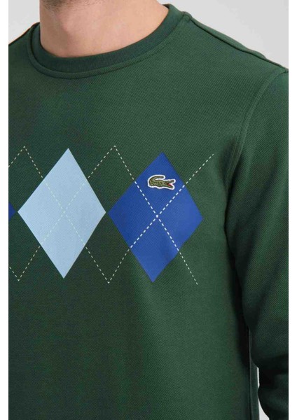 Bisiklet Yaka Desenli Nefti Uzun Kol Regular Fit