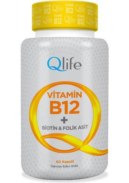 Qlife Vitamin B12 + Biotin & Folik Asit 60 Kapsül modelleri
