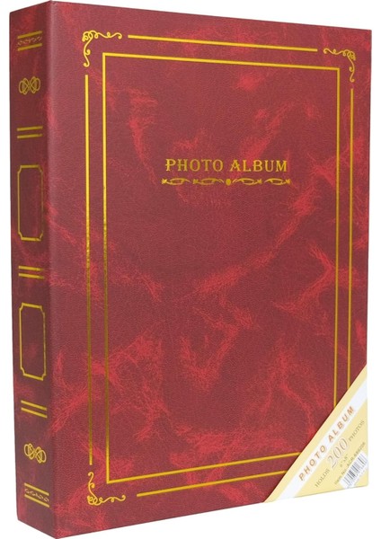 15X21CM 200 Fotoğraf Kapasiteli Ciltbezli Lüks Fotoğraf Albümü Bordo