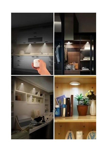 LED Işık Kablosuz Uzaktan Kumandalı Dolap Içi LED Ampul Seti 3lü Set Gece Lambası Spot Lamba modelleri