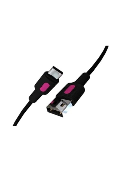 USB A-C Hızlı Şarj Kablosu, Siyah Kablo, Fuşya/siyah Uçlar (120 Cm) modelleri