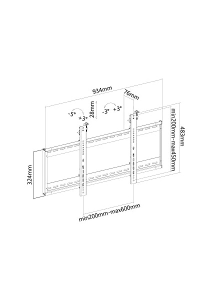 Tv ve Monitör Duvar Askısı Kurulum Von Olur, Vesa 600 x 400 Kadar; Duvar Mesafesi 76 Mm, Siyah fiyatları