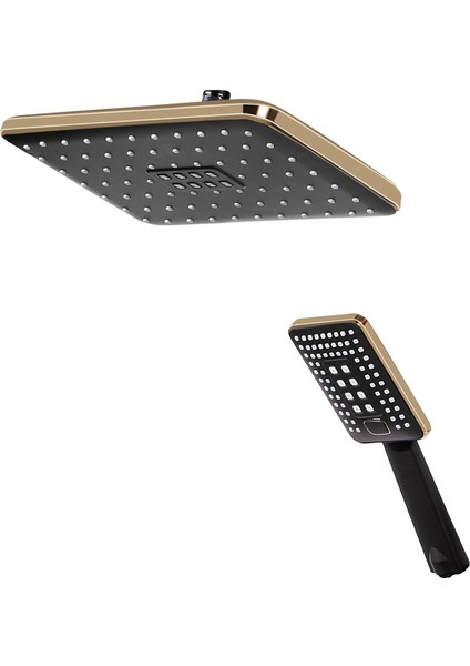 Rhea Siyah Tepe Duş ve Eş Duş Başlık Seti