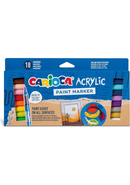 Akrilik Paint Marker Su Bazlı Fırça Uçlu 18'li