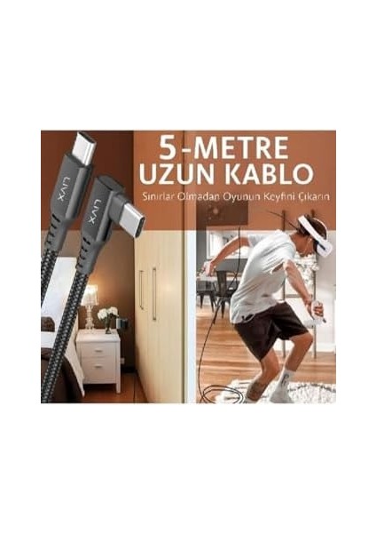Long Type C To Type C 5 Metre 60W Hızlı Şarj Veri Aktarımı 90° Oyuncu Şarj Kablosu Oyn-05 fiyatları
